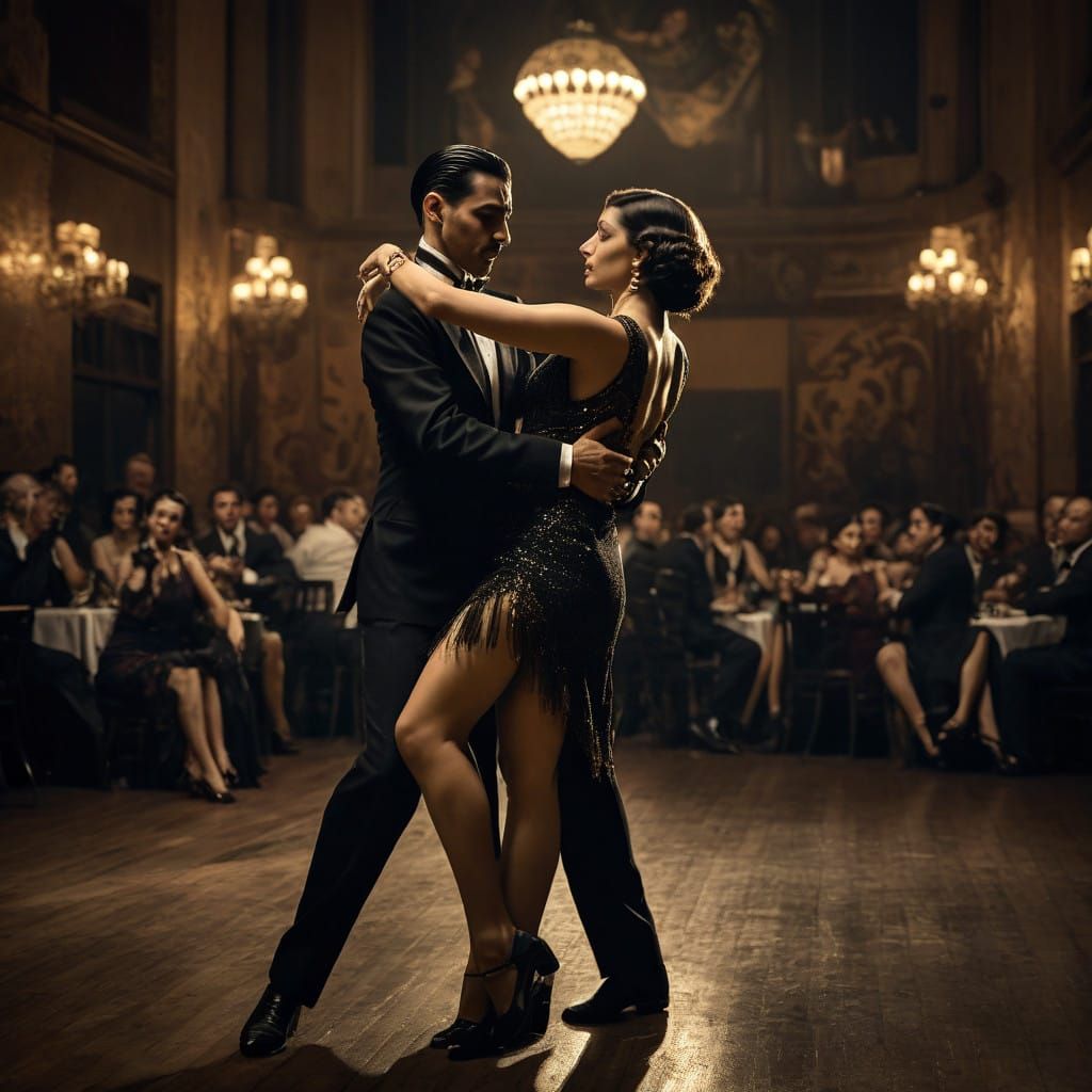 Elegant Tango Couple in 1930s Buenos Aires Nightlife