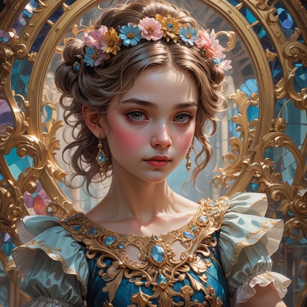 Baroque Ballerina Portrait in Hyperdetailed Lighting