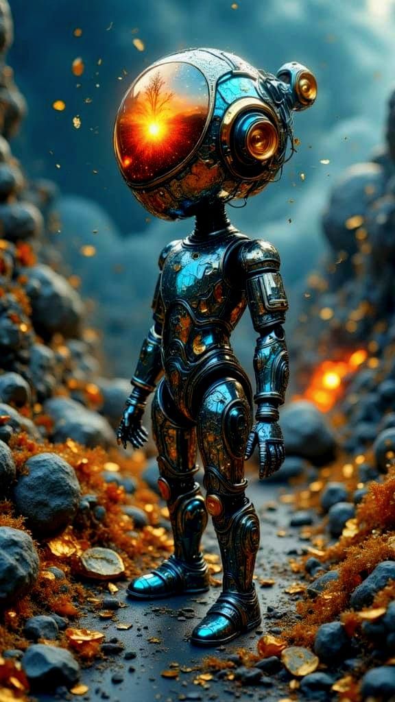 Dystopian Android Glimpse of Future Explosion