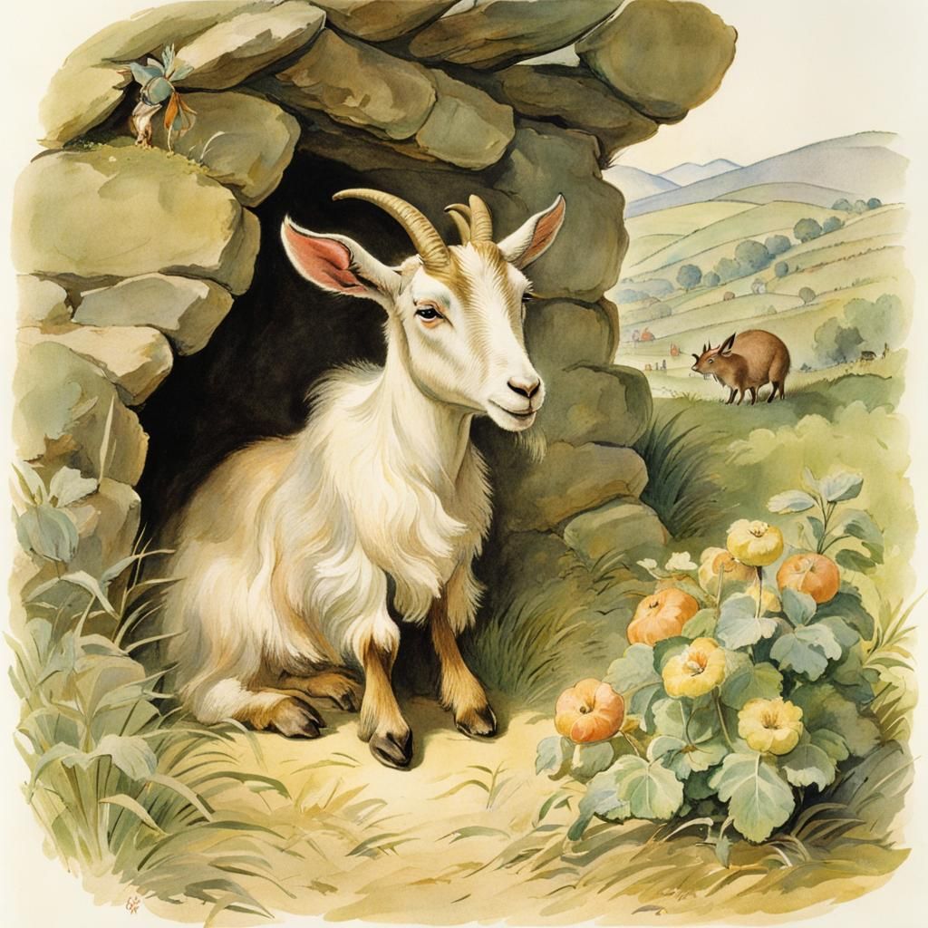 Greedy Goat in Beatrix Potter Style
