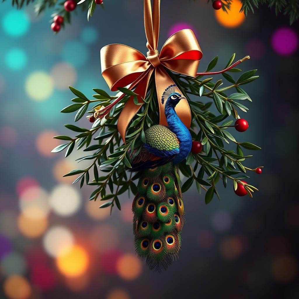 Fantastical Mistletoe Scene in Vibrant Color