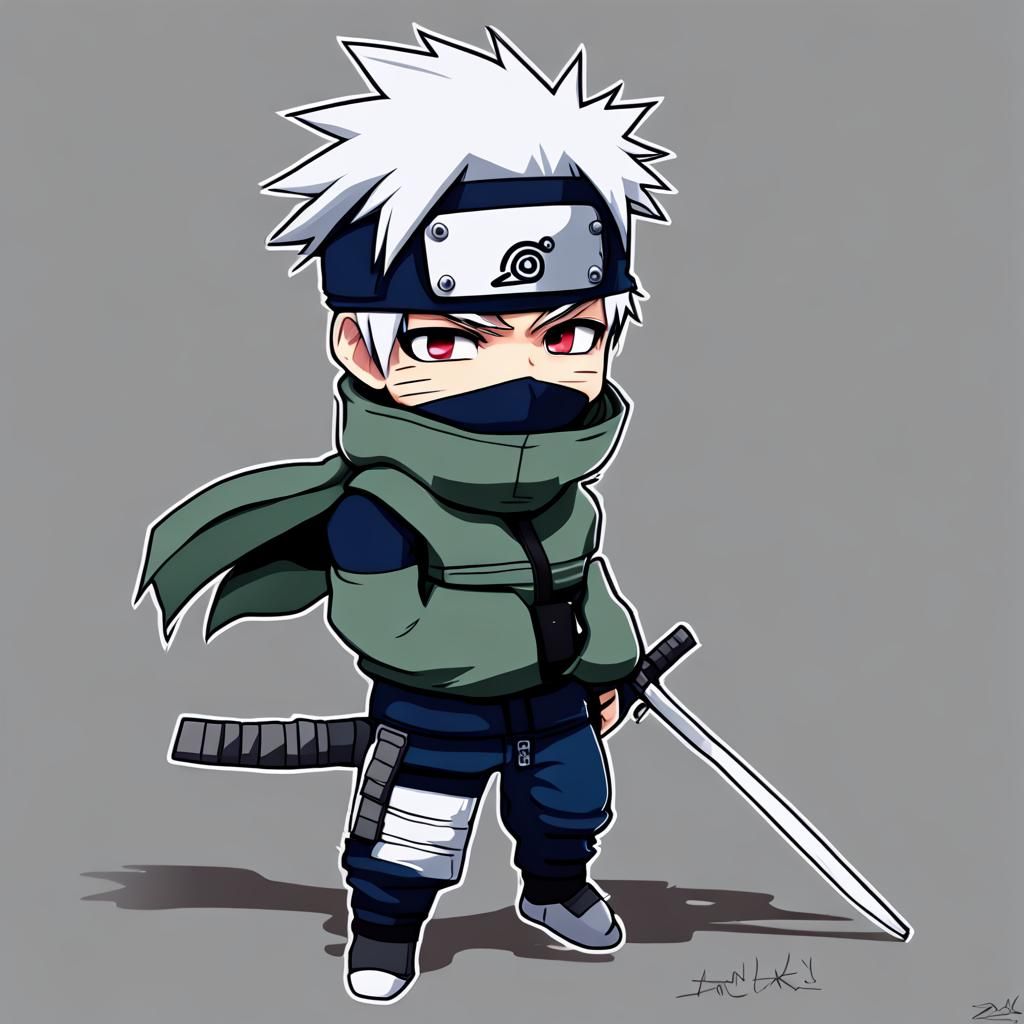 Chibi Kakashi Hatake Anime-Style Digital Art