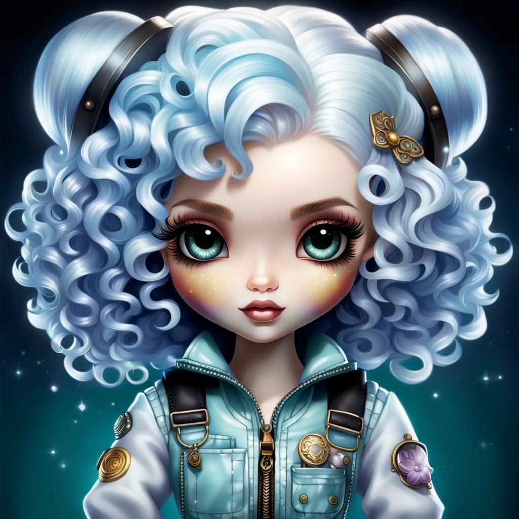 Curly Haired Girl in Coveralls: Animation Art
