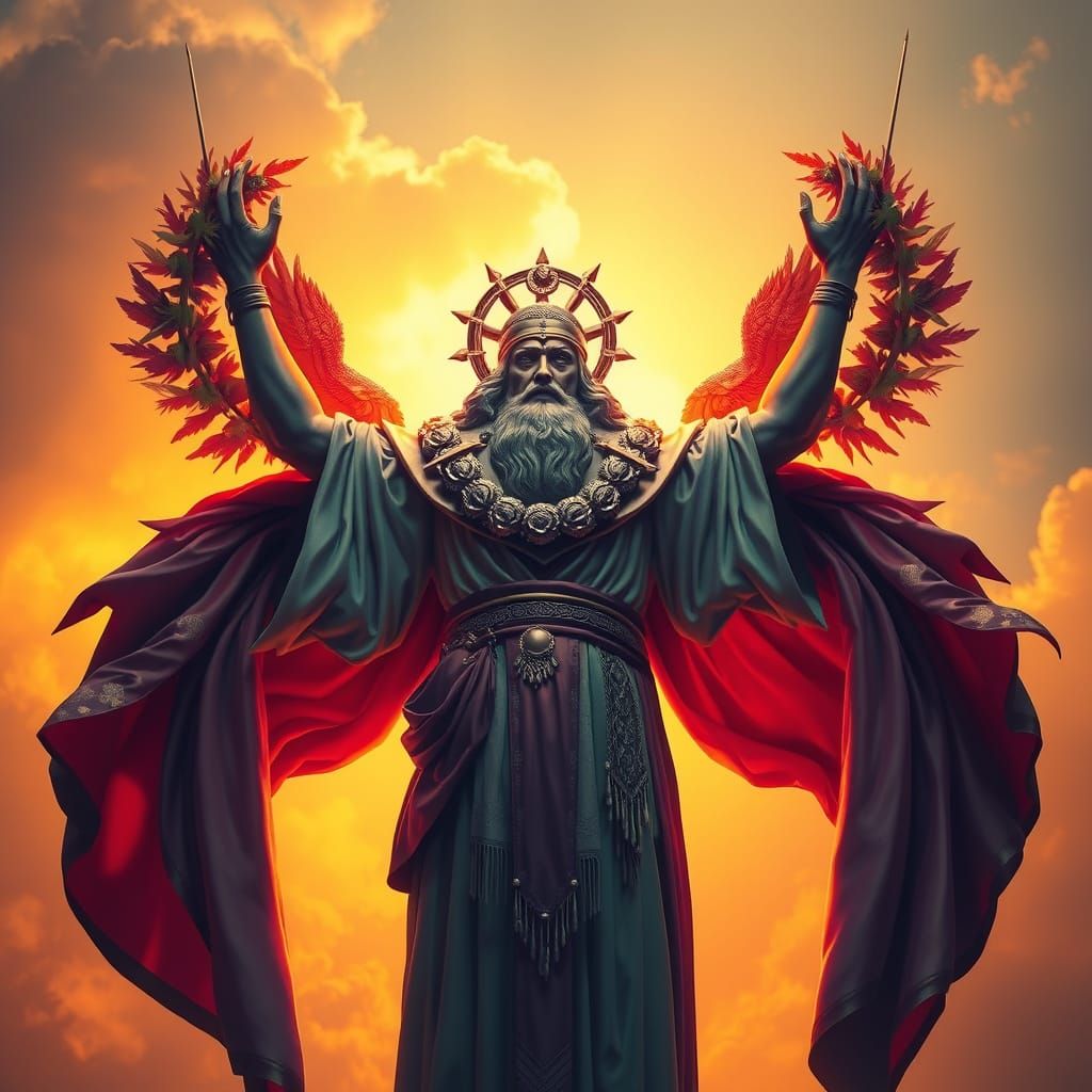 Triumphant Figure in a Sci-Fi Style