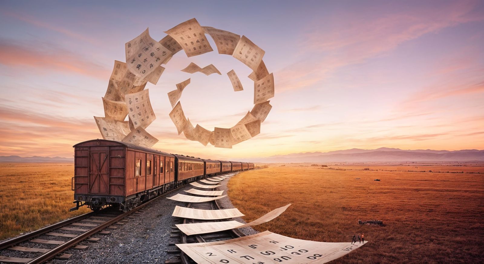 Surreal Twilight Train Rides into a Winding Calendar Maze