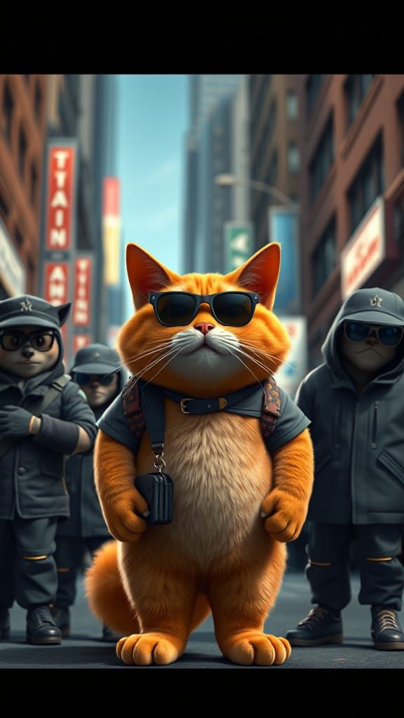 Vibrant 3D Anime Cat Gangsters in New York Streets