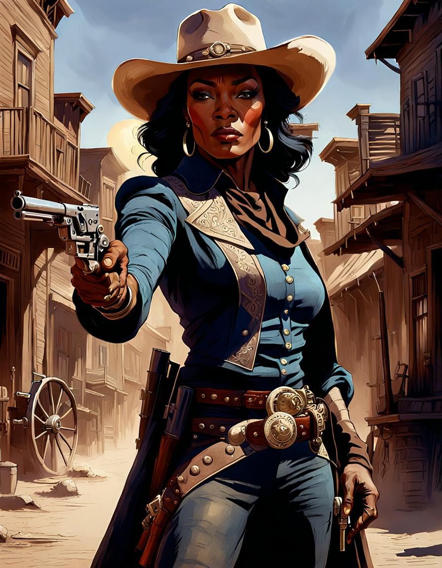 Old West Gunfighter Illustration in Dark Fantasy Style
