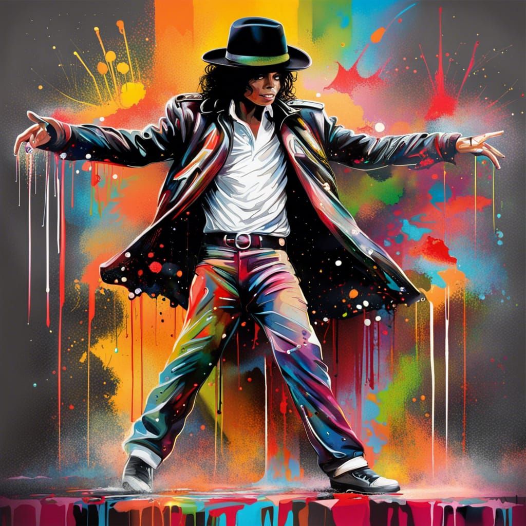 Michael Jackson on Stage in Graffiti Art Style