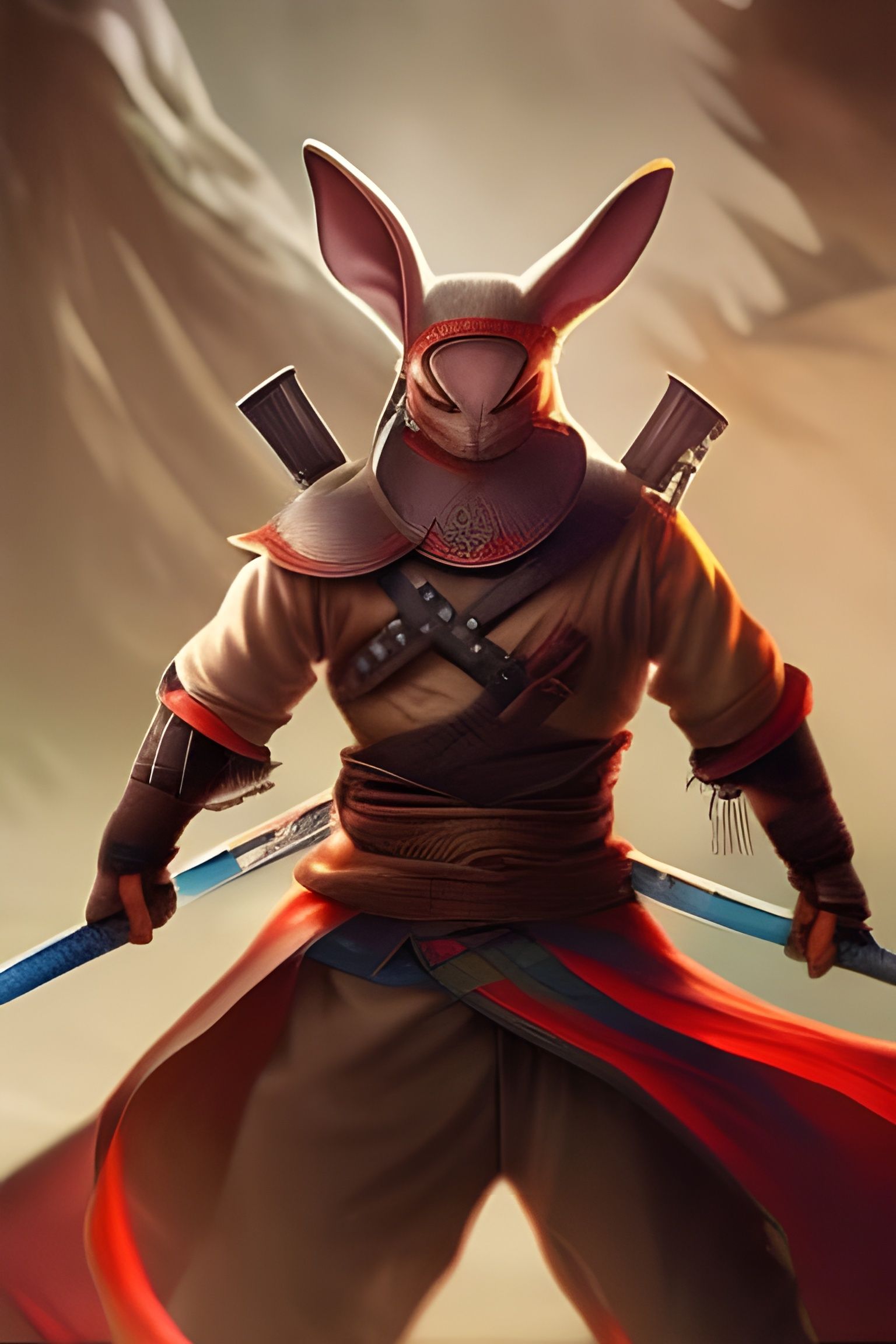 Epic Bunny Samurai in 3D Game Cinematic Style