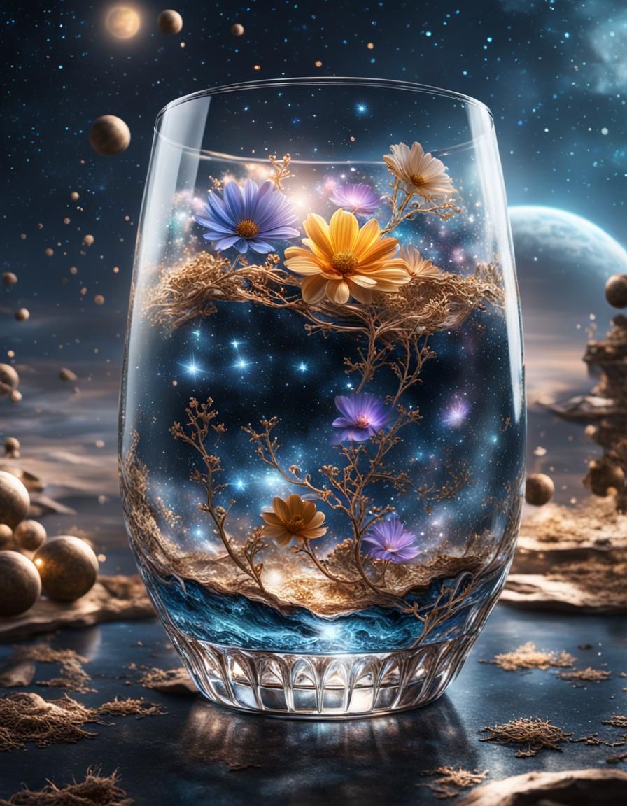 Cosmic Midnight Reflection: Digital Matte Painting