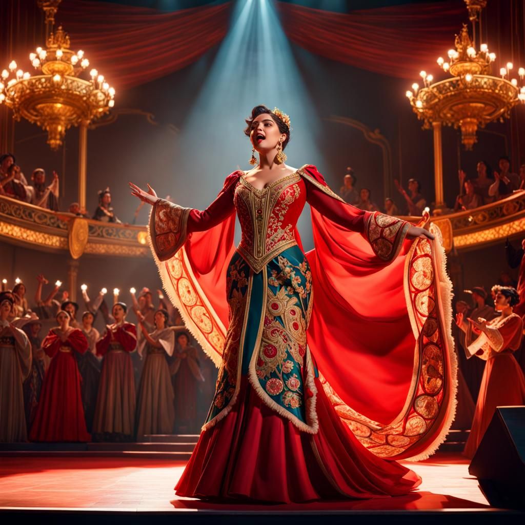 Opera Singer in Spanish Dress, Detailed Digital Art
