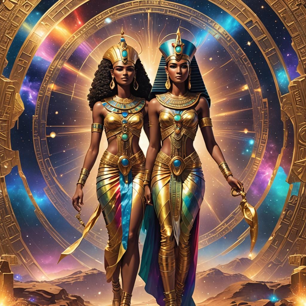 Radiant Egyptian Goddesses in Astral Fantasy