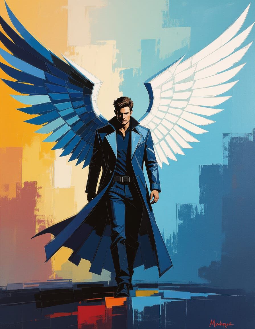 Castiel Angel Shadow in Impressionist Style