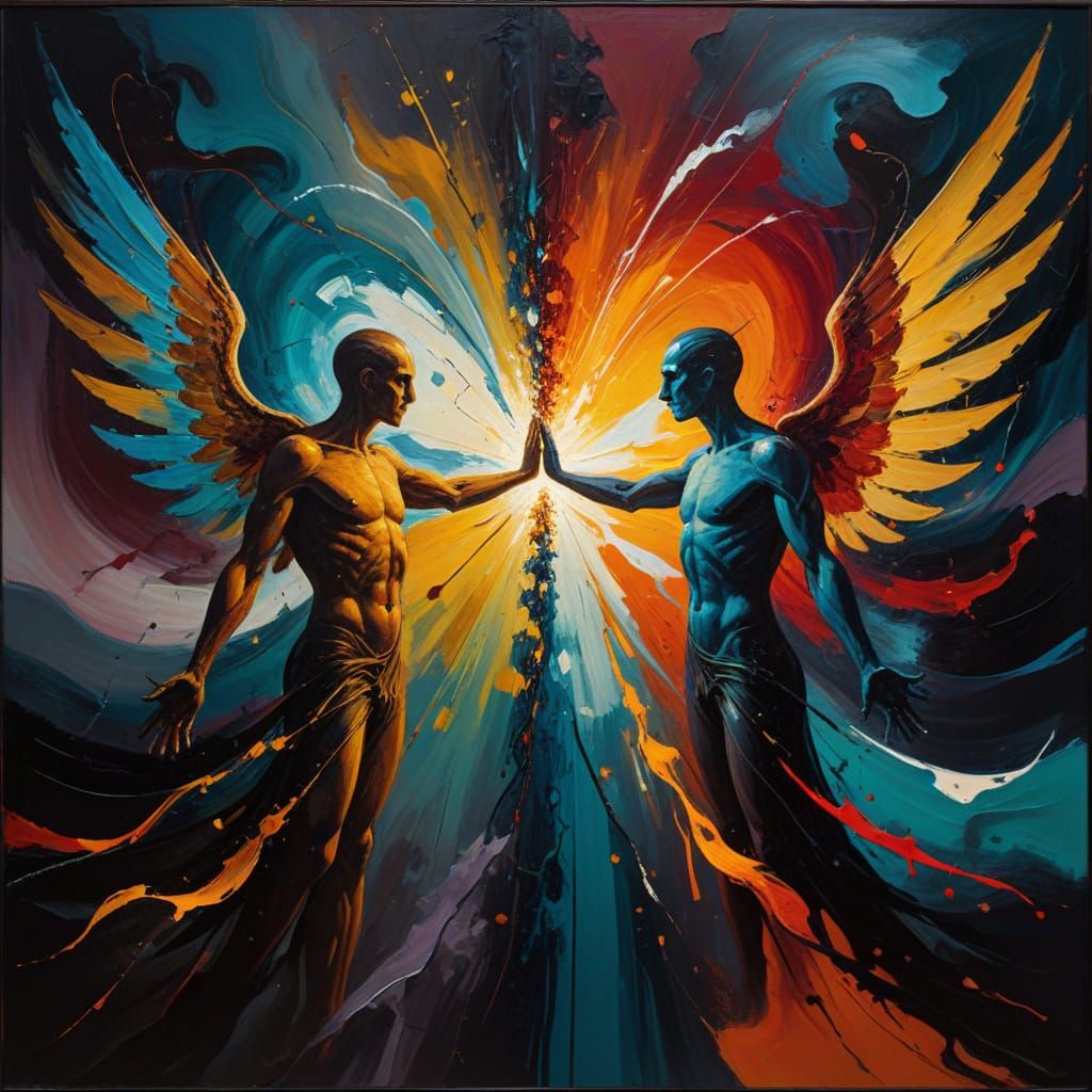 Angel vs Demon: A Surreal Abstract Masterpiece