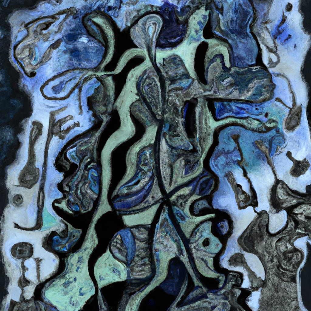 Biomechanical Abstract Landscape Painting