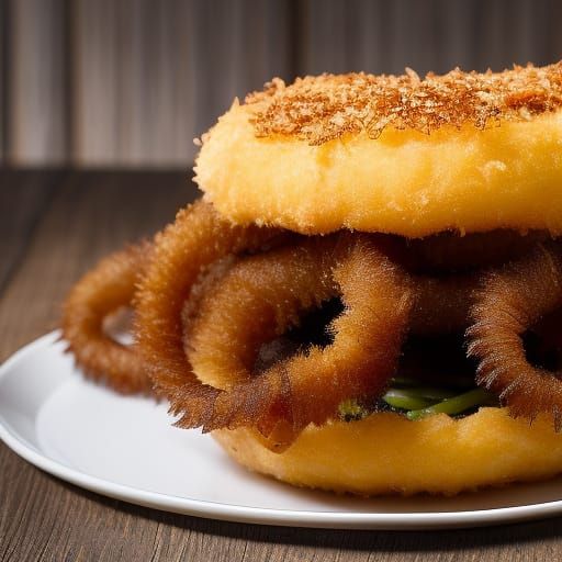 Disgusting Deep-Fried Rodent Burger, Oil Painting Style