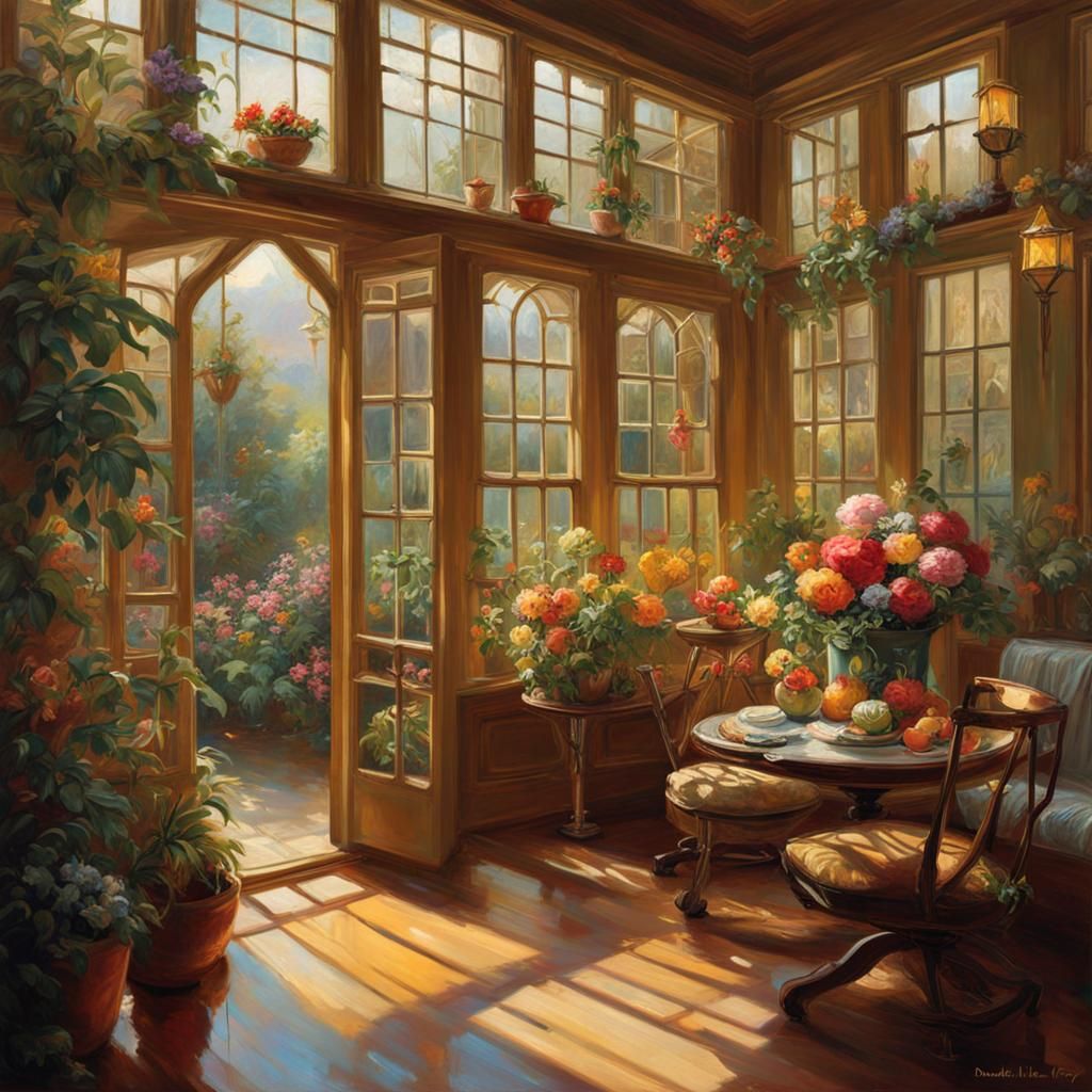 Whimsical Windmill in a Vibrant Garden