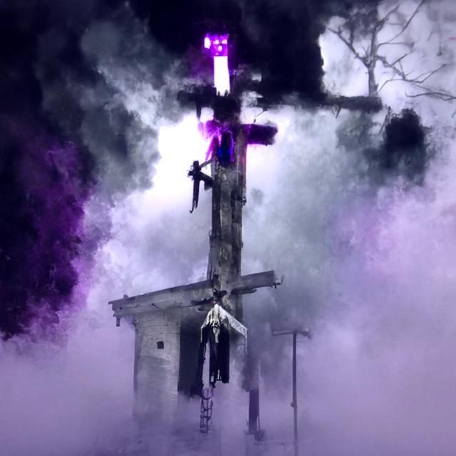 Dark Church Scene with Hanging Figures