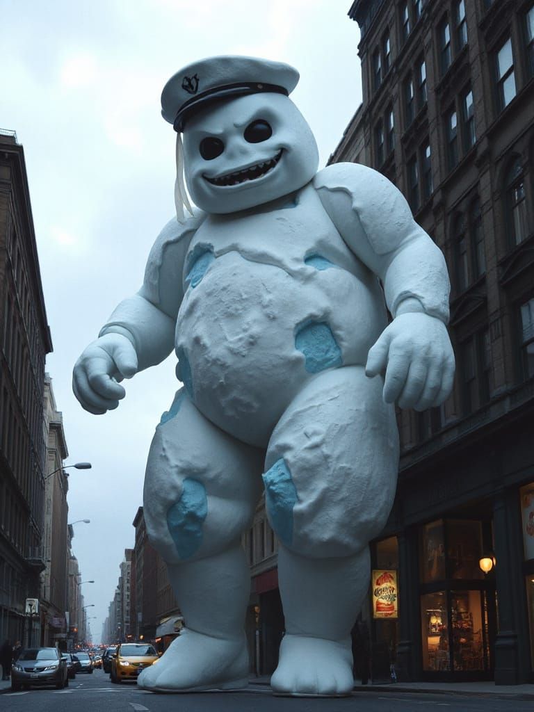 Stay Puft Marshmallow Man in Tim Burton Style
