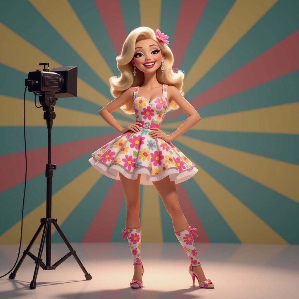 Flower Power Singer Dancing in Studio