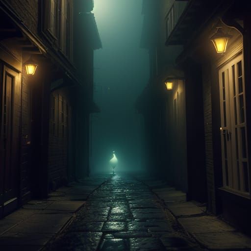 Hyper-Realistic Donald Duck in Moody Alleyway