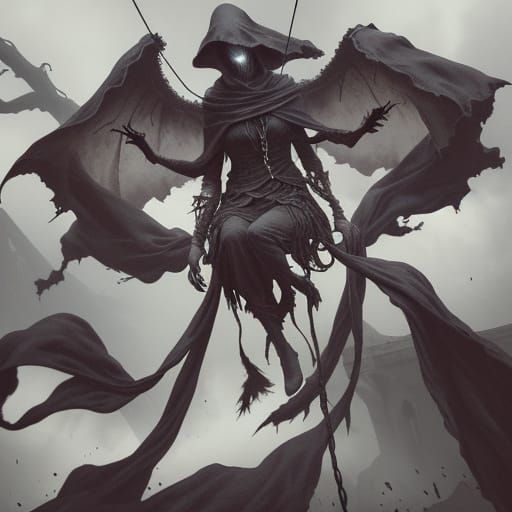 Shadowy Figure Hangs in Dark Fantasy Digital Painting