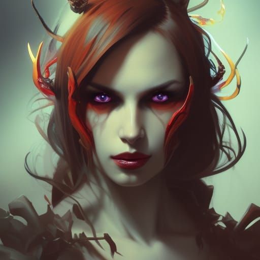 Hyperdetailed Portrait of a Devil Queen