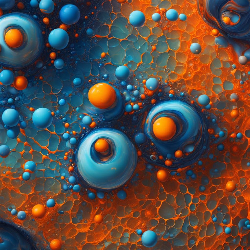 Abstract Molecular Oil Painting with Vibrant Colors