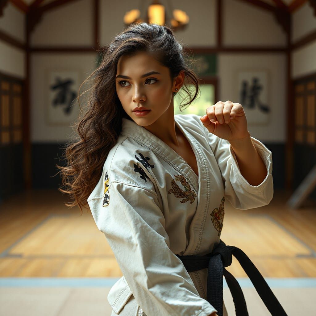 Sensual Karate Master in Art Deco Style