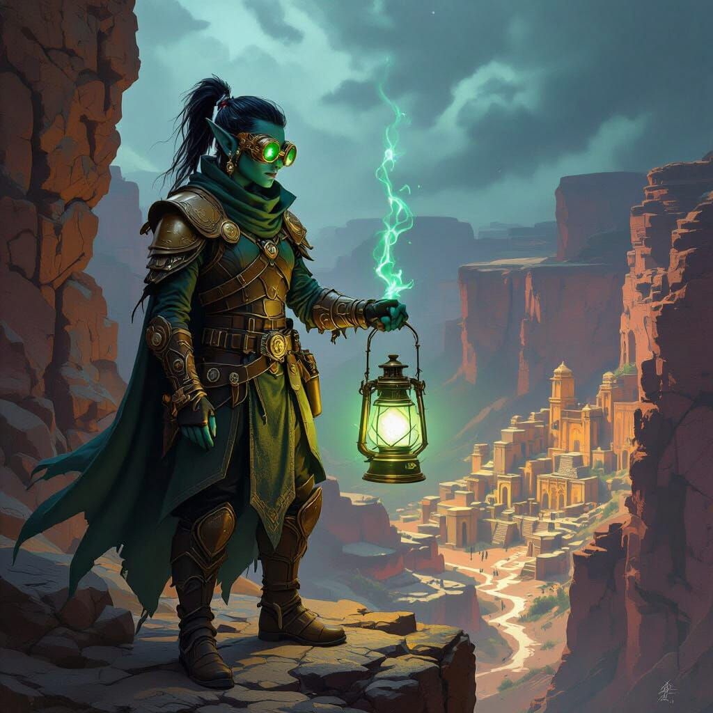 Dark Elf Artificer Illuminates Ancient Ruins