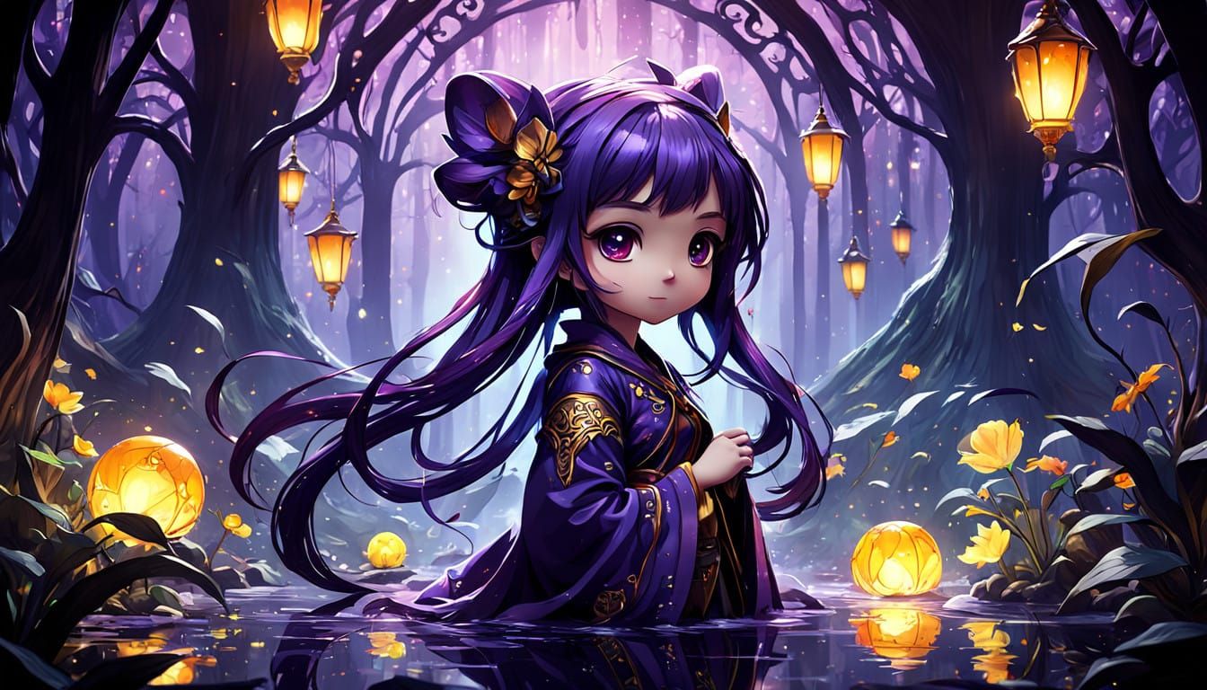 Enchanting Dark Fantasy Anime Chibi Wonderland