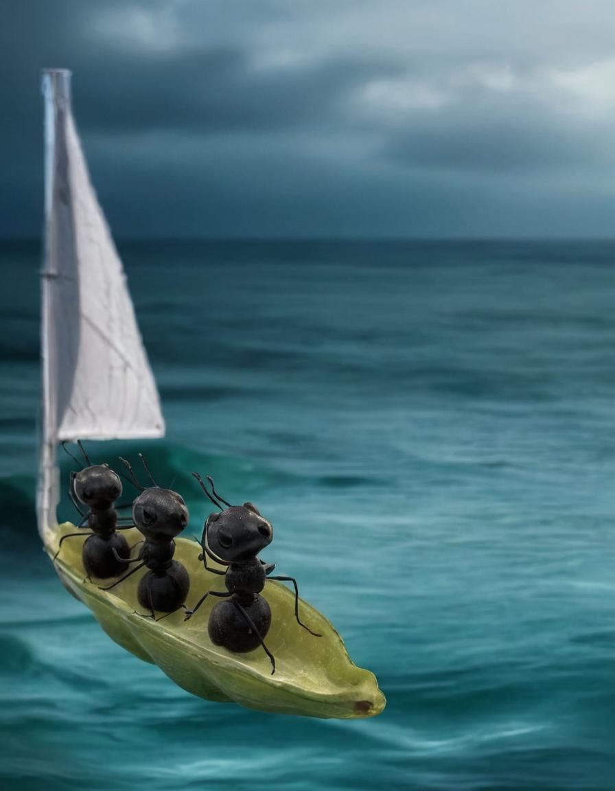 Ants Adrift: Microscopic Ocean Voyage