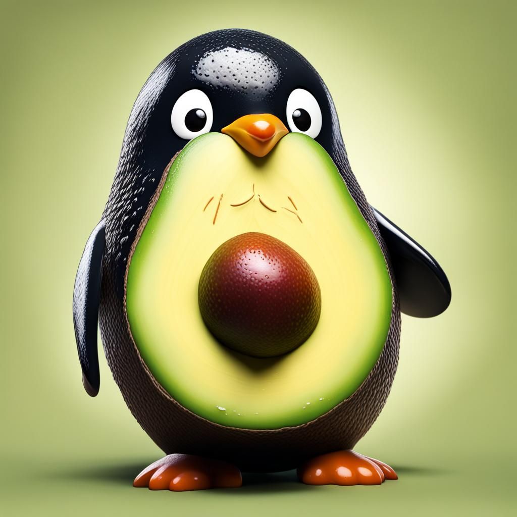 Hyperrealistic Avocado Penguin Concept Art