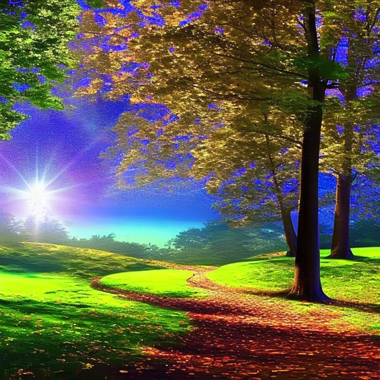 Forest Walk: Cosmic Illustration in 8K Resolution