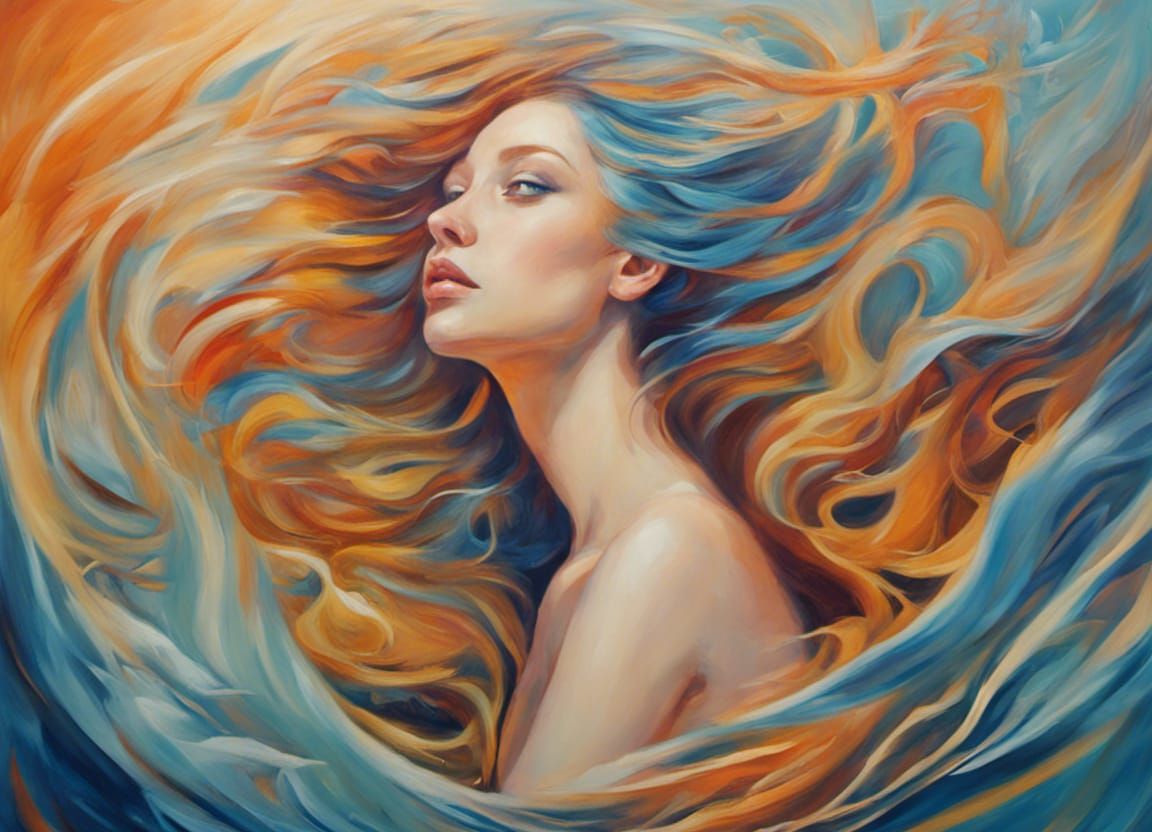 Angelic Ginger Mermaid Swimming Undersea