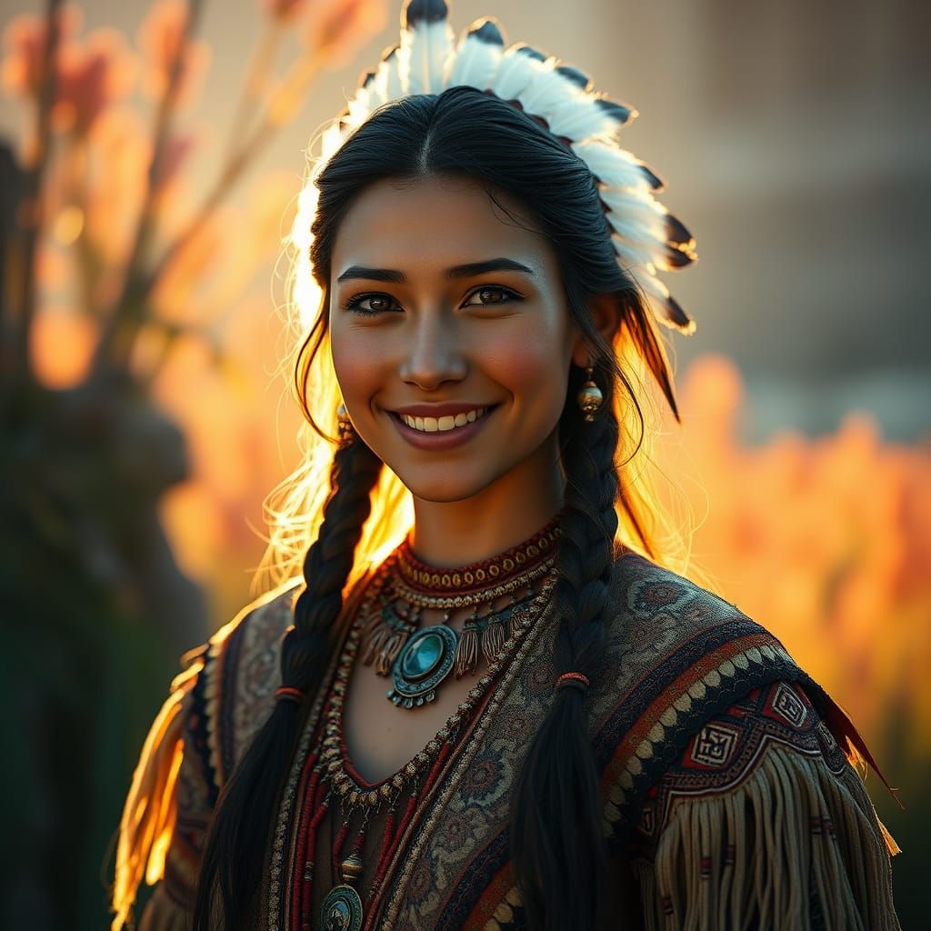 Surreal Sioux Goddess in Traditional Regalia