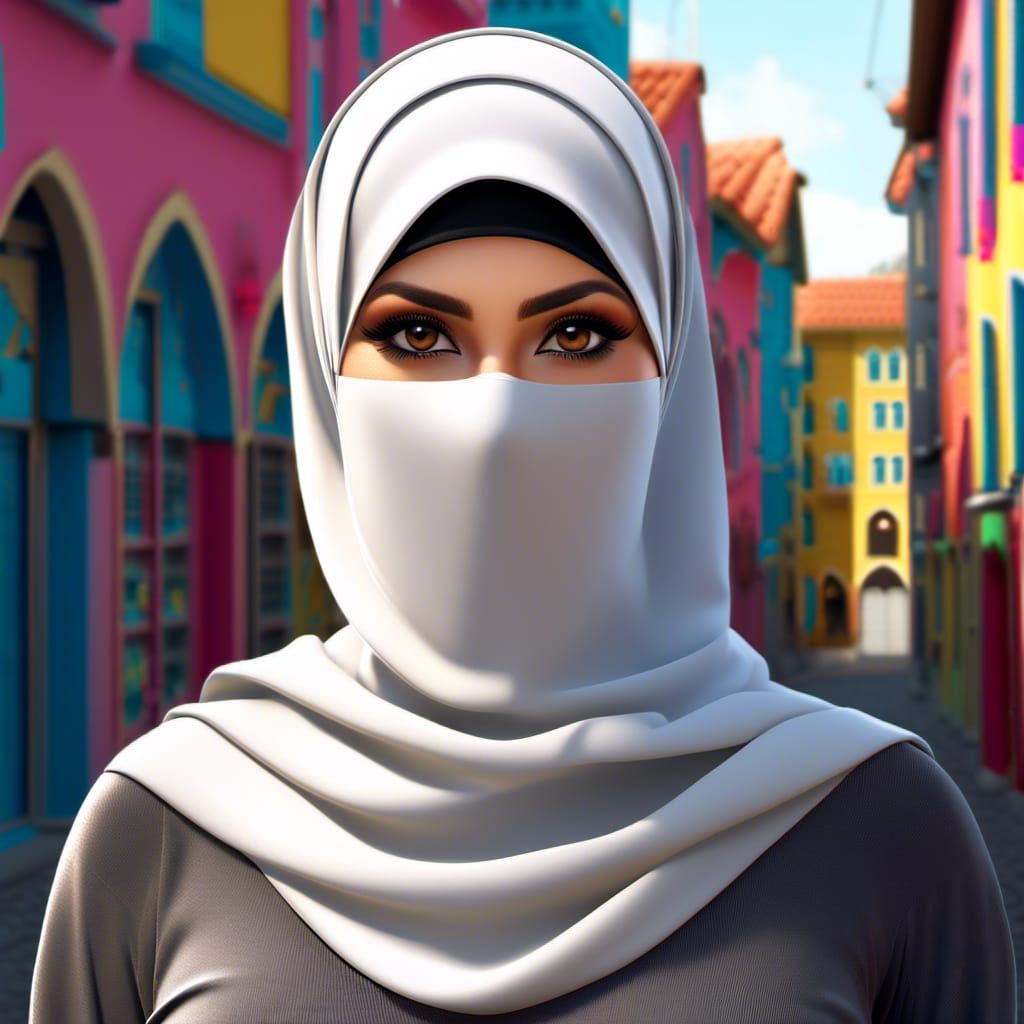 Beautiful Hijabi Woman Portrait in Modern City