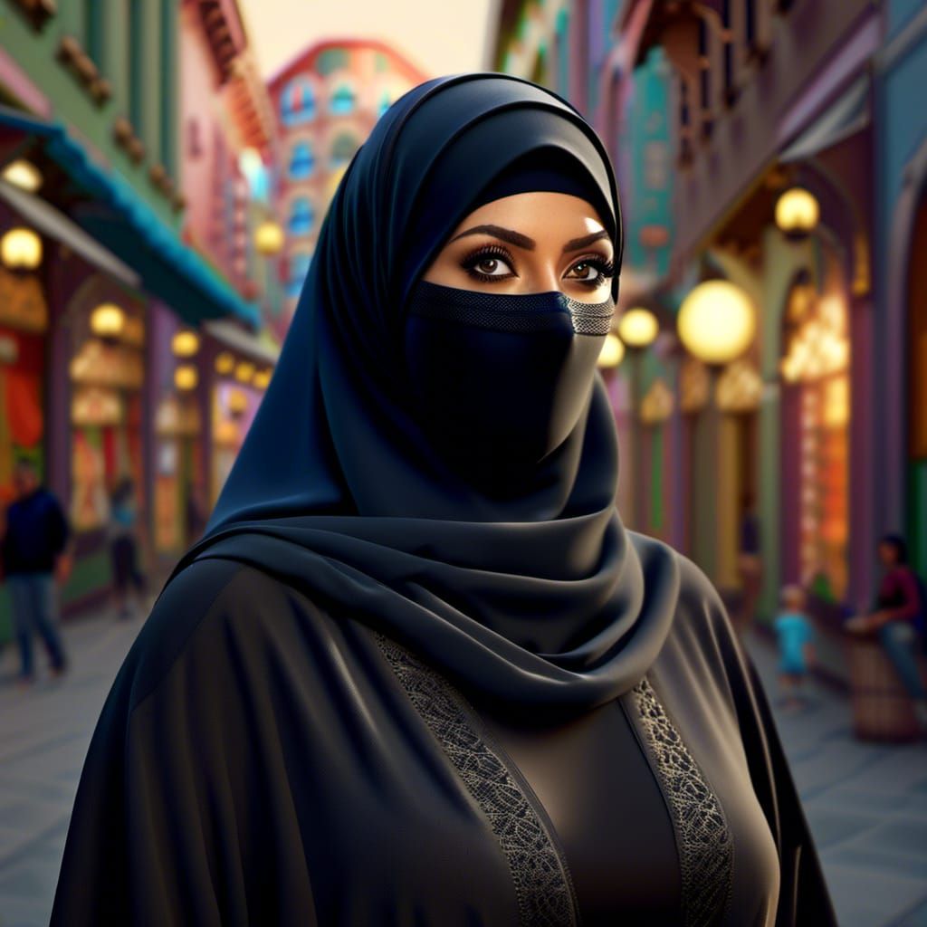 Beautiful Hijabi Woman Portrait in Modern City