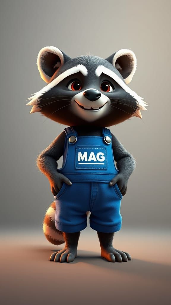 Charming Raccoon Character in 3D Cartoon Style