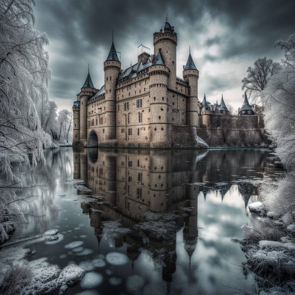 Hyperrealistic Castle with Ice Details in HDR