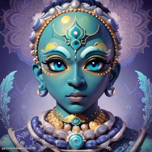 Krishna: Indigo Boy in Seapunk Kawaii Style