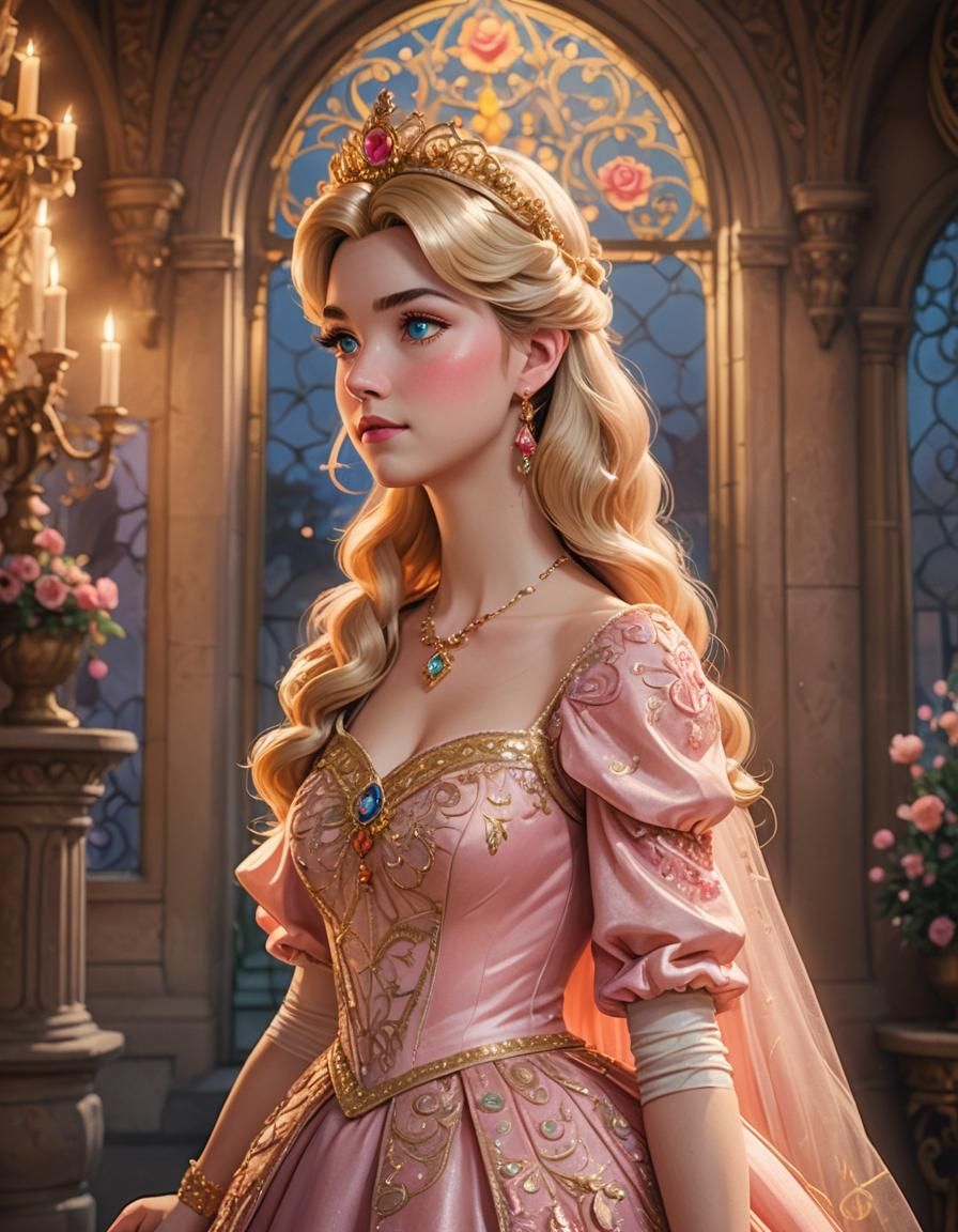 Princess Peach in Modern Disney Animation Style