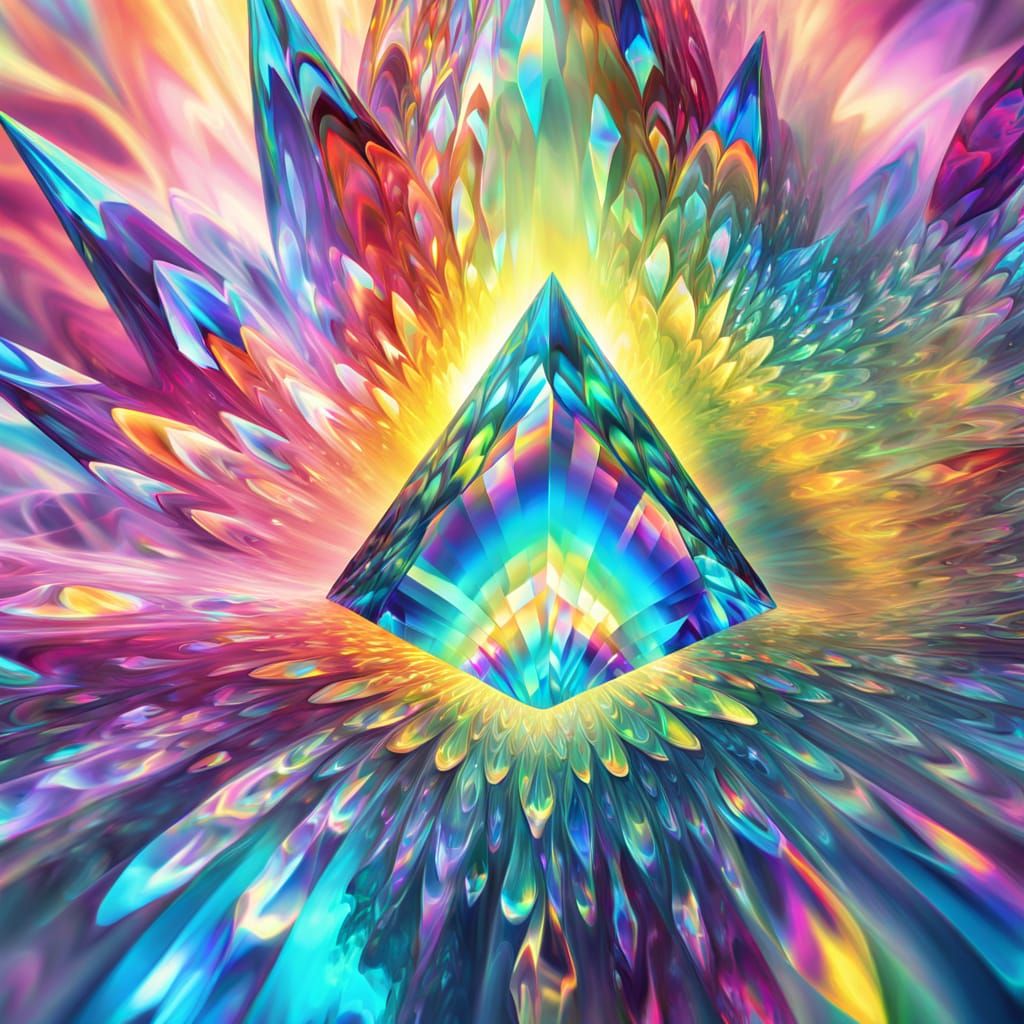Refracted Light Through Crystal Prism in Psychedelic Style