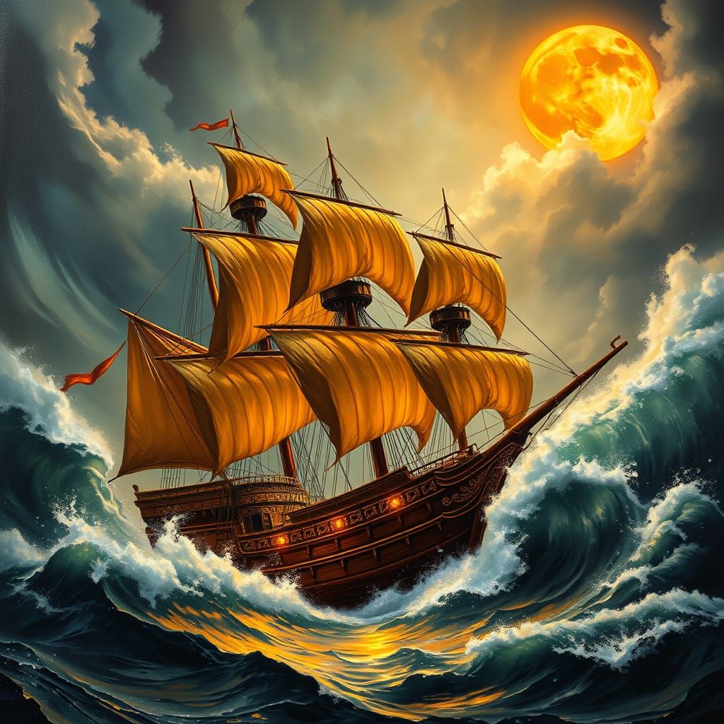 Ship on stormy sea 1