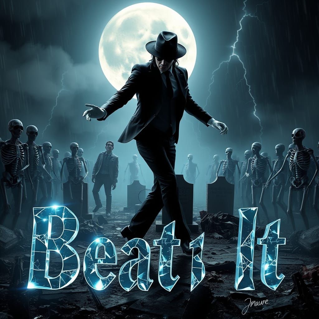 Moonwalk in Haunting Cemetery, Inspired by Dark Realism