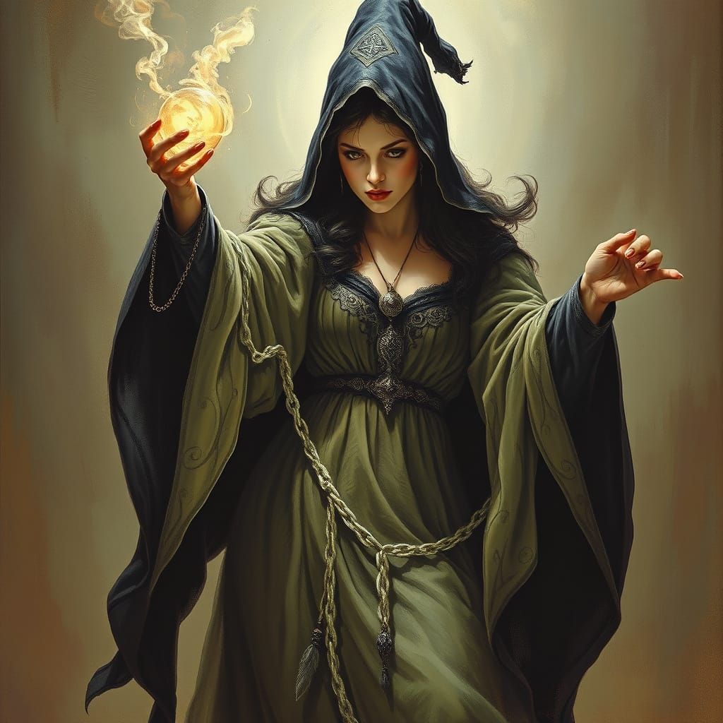 Mystical Sorceress Unleashes Enchanting Spell in Cyberpunk S...