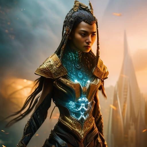 Detailed Portrait of a Fierce Otherworldly Woman