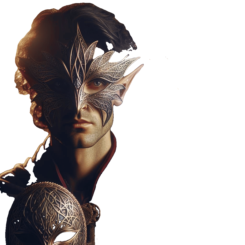 Enchanted Elven Mask Covering Wizard's Face