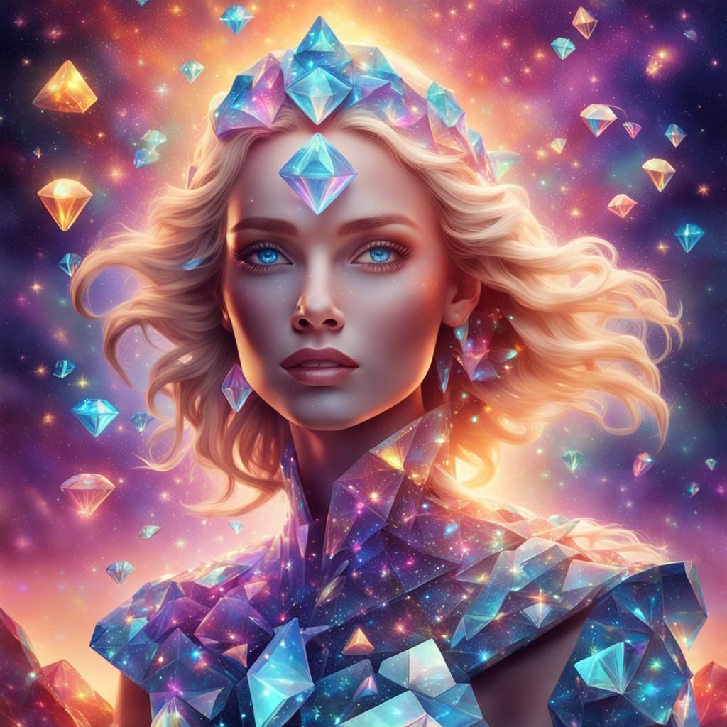 Diamond Woman Emerges in Holographic Astral Art