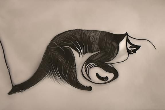 Cat Drawing in the Style of Al Hirschfeld